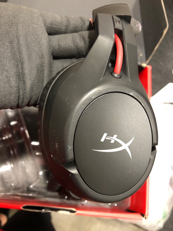 Photo 3 of HyperX Cloud Flight - Wireless Gaming Headset, Long Lasting Battery up to 30 Hours, Detachable Noise Cancelling Microphone, Red LED Light, Comfortable Memory Foam, Works with PC, PS4 & PS5
**missing mic and cables** 