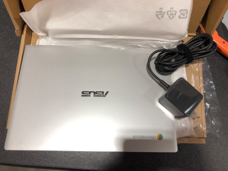 Photo 2 of ASUS Chromebook CX1, 11.6" HD NanoEdge Display, Intel Celeron N3350 Processor, 32GB eMMC,  4GB RAM, Chrome OS, Transparent Silver, CX1100CNA-AS42
