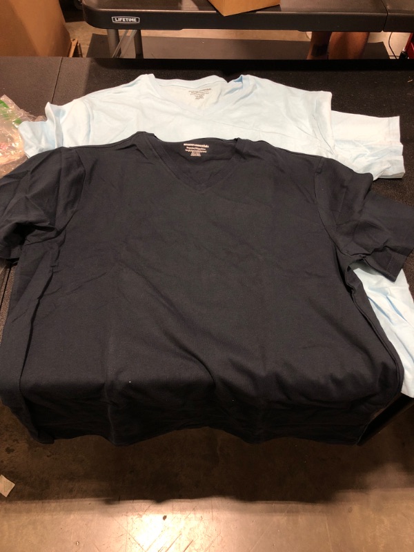 Photo 2 of Amazon Essentials Men's 2-Pack Regular-Fit Short-Sleeve V-Neck T-Shirt LARGE