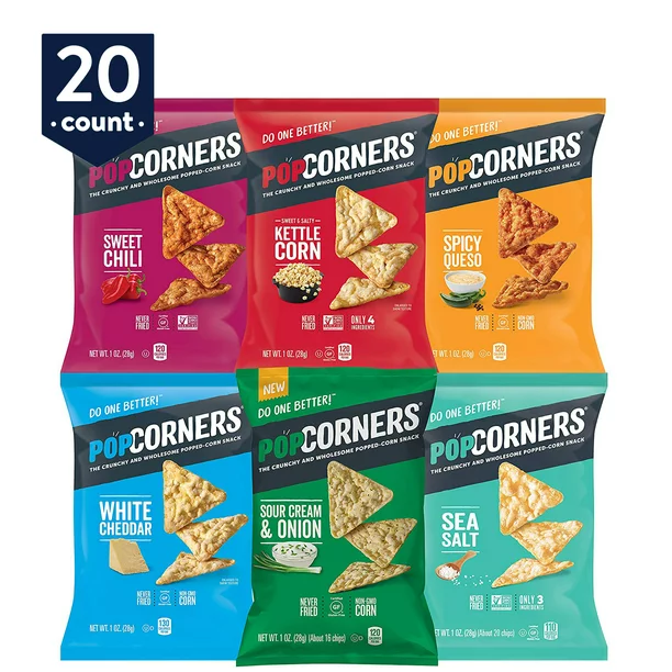 Photo 1 of PopCorners Gluten Free Popped Corn Snacks, Sampler Pack, 1 oz Bags, 20 Count
 best by march 28 2023