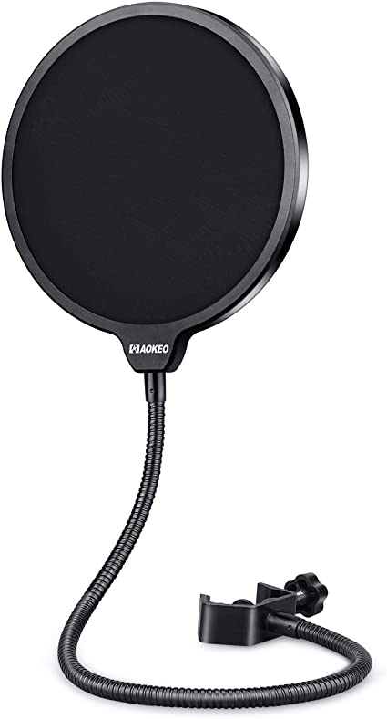 Photo 1 of Aokeo Professional Microphone Pop Filter Mask Shield For Blue Yeti and Any Other Microphone, Mic Dual Layered Wind Pop Screen With A Flexible 360° Gooseneck Clip Stabilizing Arm