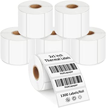 Photo 1 of HokLapaper 2”x 1” Direct Thermal Labels for UPC Barcode FBA Label Sticker Rolls, Permanent Adhesive Sticker Compatible with Rollo & Zebra Printers(6 Rolls, 7800 Labels)