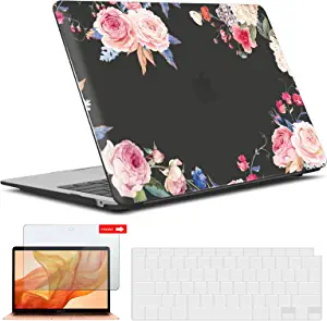 Photo 1 of IBENZER Compatible with 2022 2021 2020 MacBook Air 13 inch case M1 A2337 A2179 A1932, Hard Shell Case&Keyboard Cover&Screen Film for Mac Air 13 with Touch ID, Peony, AT13-CFL+2