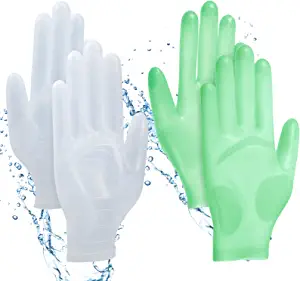 Photo 1 of 2 Pairs Epoxy Gloves Silicone Gloves for Resin Reusable Safe Silicone Gloves for Crafts Jewelry Making Work DIY (White, Green)