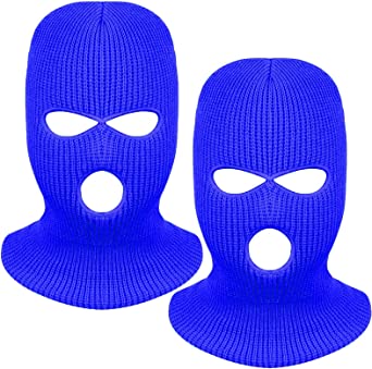 Photo 1 of 2 Pieces 3-Hole Full Face Mask Cover Ski Mask Winter Balaclava Cap Knitted Face Cover for Winter Outdoor Sports