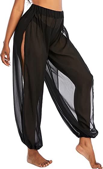 Photo 1 of American Trends Mesh Pants for Women Sheer Beach Cover Up Pants High Slit See Through Harem Pants
Size: 2XL