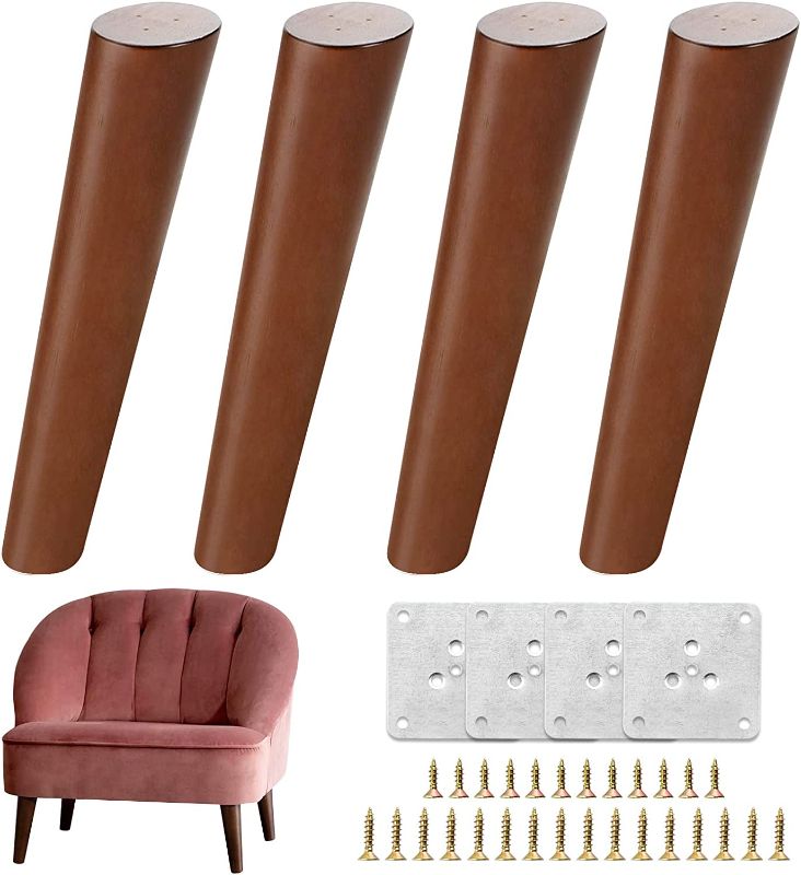 Photo 1 of 10 Inch Wood Furniture Legs Round Solid Wooden Chair Legs Set of 4
