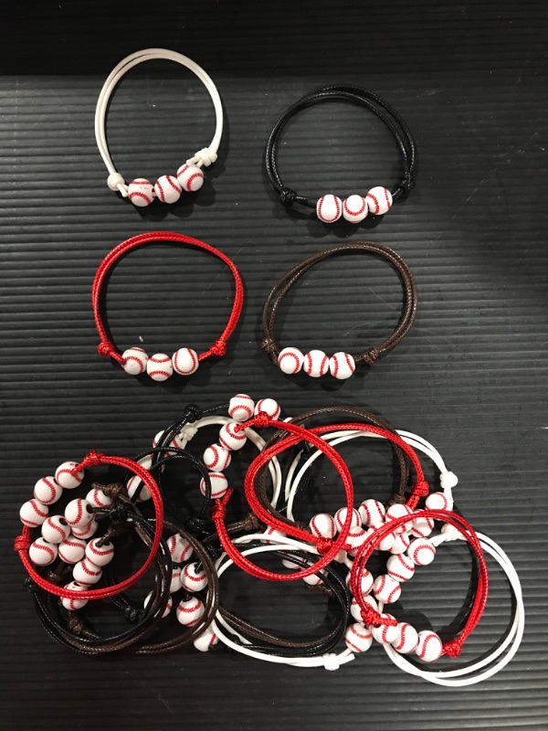 Photo 2 of 20 Pcs Baseball Charm Bracelets