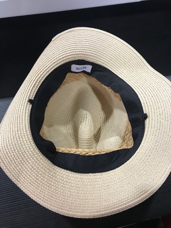 Photo 3 of accsa Panama Straw Hat for Women Wide Brim Summer Straw Hat Classic Sun Hat for Beach Ladies Foldable Fedora Hat UPF 50+