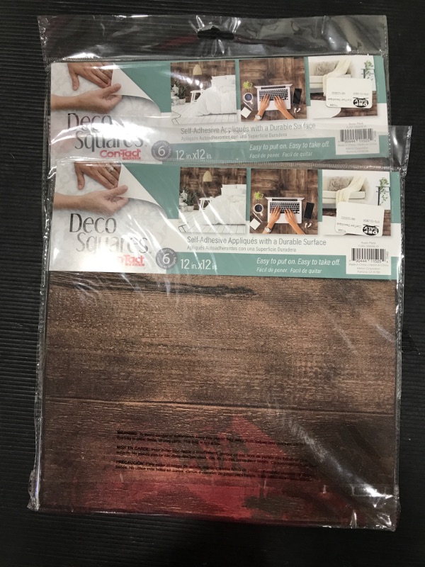 Photo 2 of (2 PACK) ConTact DecoSquares 6pk Adhesive Tiles - Walnut

