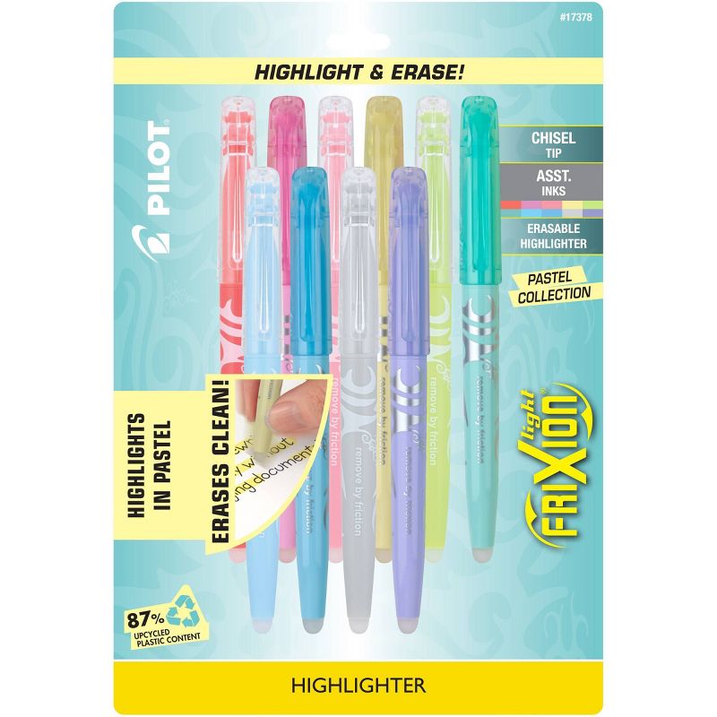 Photo 1 of (2 PACK) Pilot 10pk FriXion Light Pastel Erasable Highlighters Chisel Tip Assorted Inks


