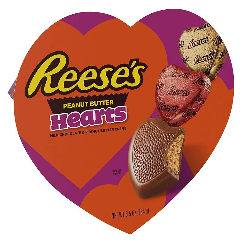 Photo 1 of (6 PACK) REESE'S Milk Chocolate Peanut Butter Creme Hearts Candy, Valentine's Day, 6.5 oz Heart Shaped Gift Box
