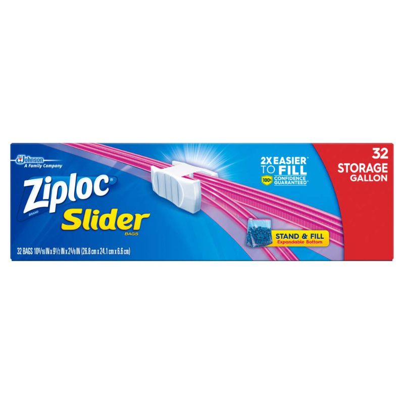 Photo 1 of Ziploc Slider Storage Bags with New Power Shield Technology, For Food, Sandwich, Organization and More, Quart, 32 Count, Pack of 3 (96 Total Bags)
