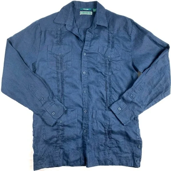 Photo 1 of ( Size 3 XL,CLR Navy Blue ) Cubavera Linen Button Down Shirt
