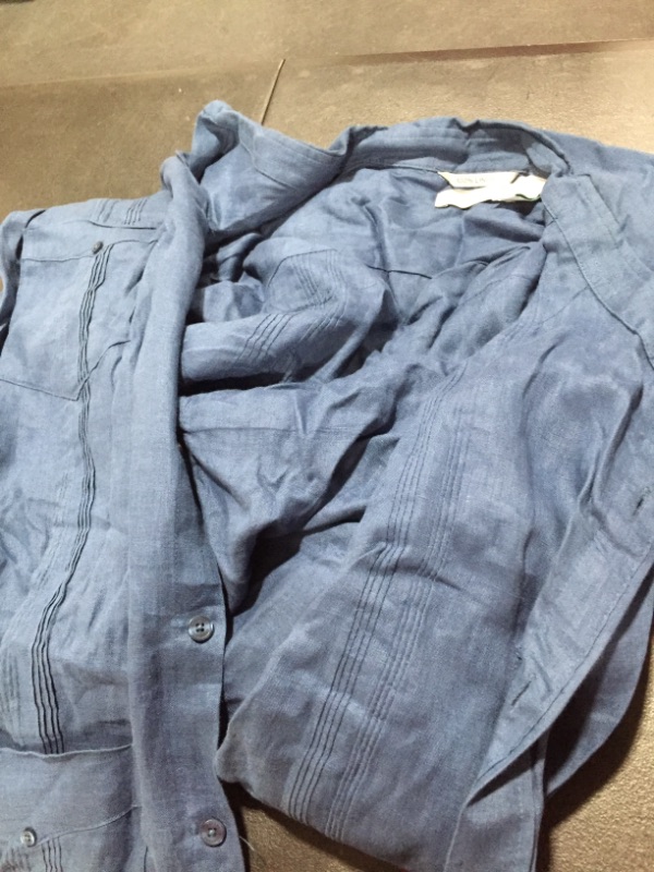 Photo 2 of ( Size 3 XL,CLR Navy Blue ) Cubavera Linen Button Down Shirt