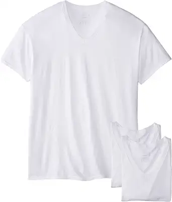 Photo 1 of ( Size 2XL ) Fruit of the Loom Men'sExtended Sizes V-Neck T-Shirt(Pack of 3)