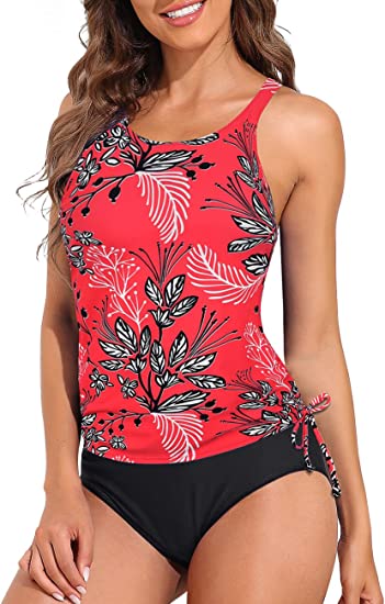 Photo 1 of [Size 18]  Firpearl Women's Tankini Swimsuits with Shorts Athletic Two Piece Bathing Suits Racerback Tummy Control Swimwear