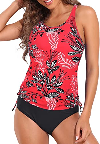 Photo 2 of [Size 18]  Firpearl Women's Tankini Swimsuits with Shorts Athletic Two Piece Bathing Suits Racerback Tummy Control Swimwear