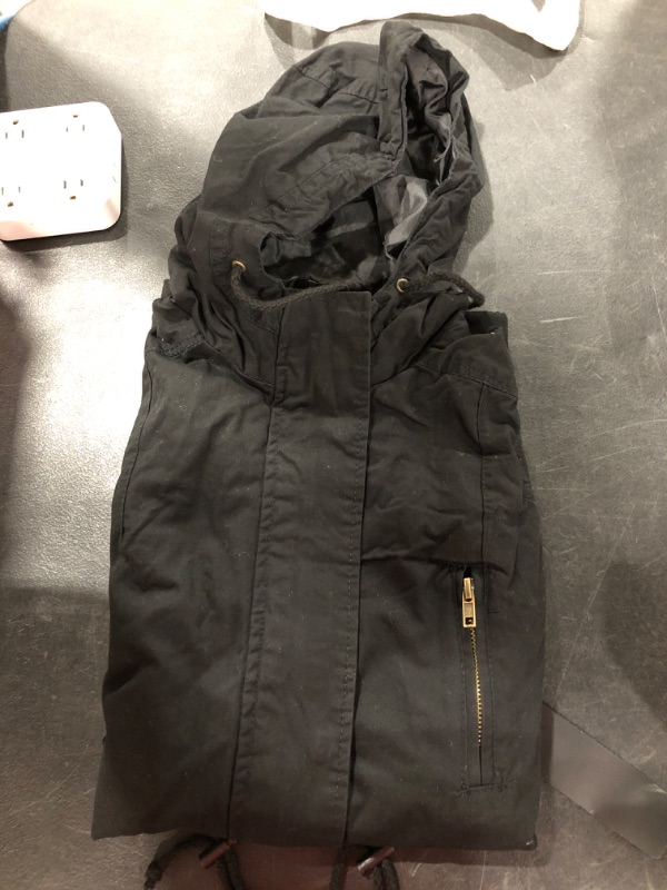 Photo 3 of [Size S] MixMatchy Women's Lightweight Front Zipper Solid Utility Anorak Hoodie Vest/Jacket [Black]