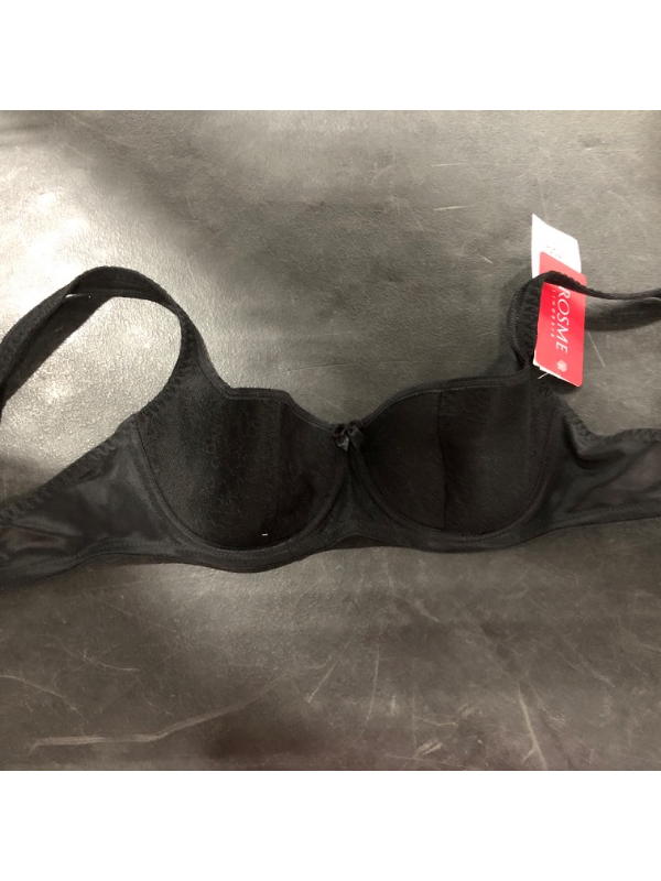 Photo 2 of [Size 32D] Rosme Lingerie Womens 'Grand' Underwired Padded Balcony Bra - Black Cotton 