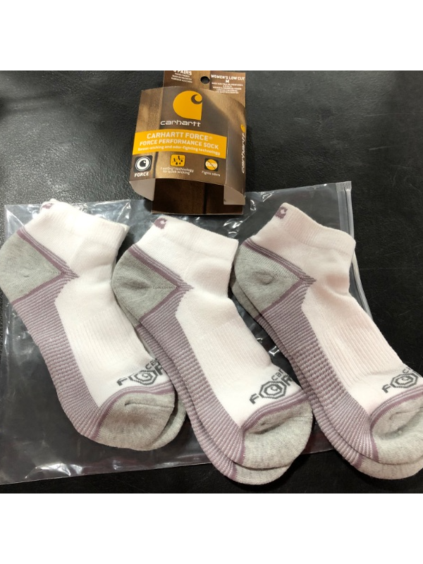 Photo 2 of [W-Medium] Force Performance Women's Size Medium White Polyester Low Cut Socks (3-Pack)