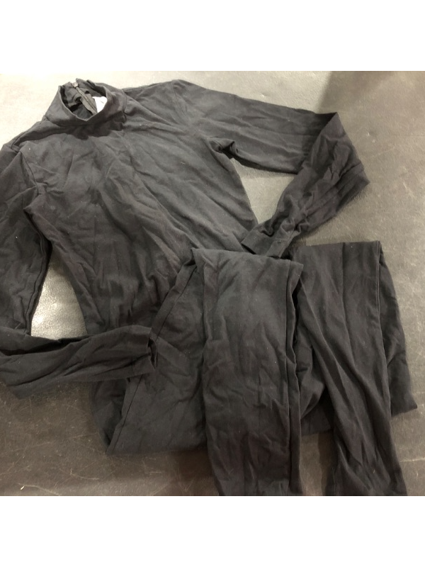 Photo 2 of [Size M] American Apparel Women's Cotton Spandex Long Sleeve Turtleneck Catsuit [Black]
