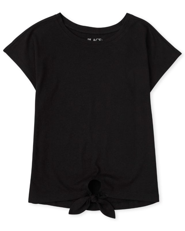 Photo 1 of [Size M] Girls Tie Front Top - Simplywht [Black] 