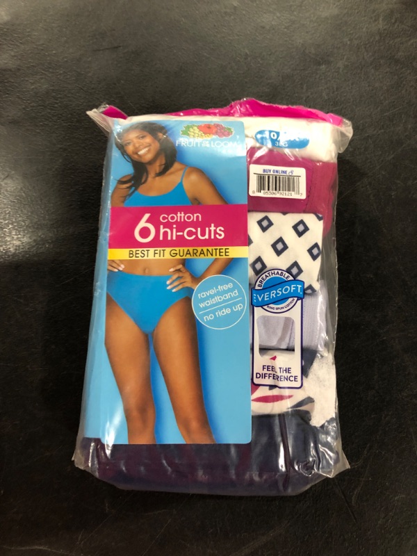 Photo 2 of [Size 10] Fruit of the Loom Women's Assorted Cotton Hi-Cut Underwear, 6-Pack [Colors and Prints Vary]