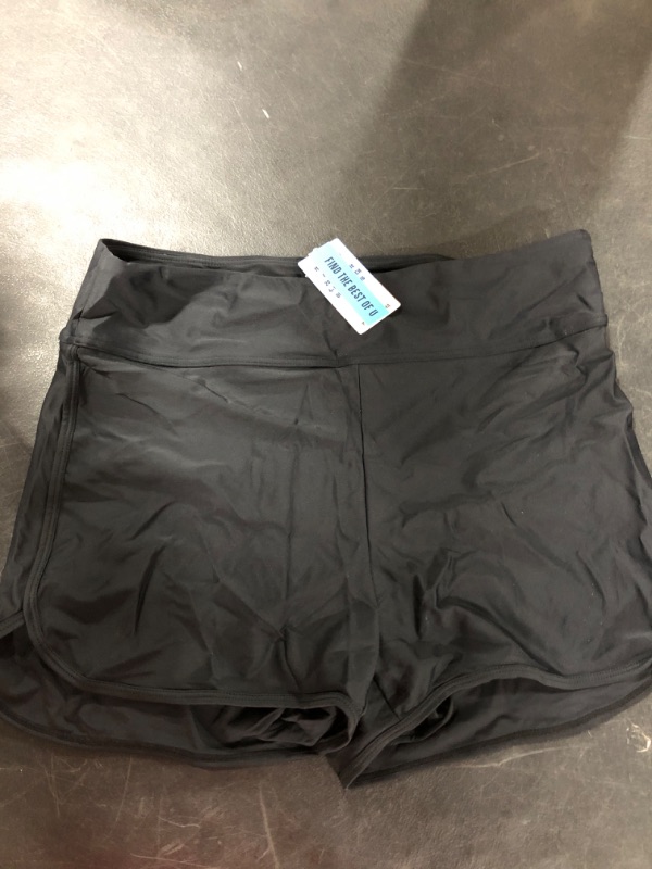 Photo 1 of [Size 2 XL] Womens Boyshort Swim Bottoms [Black]