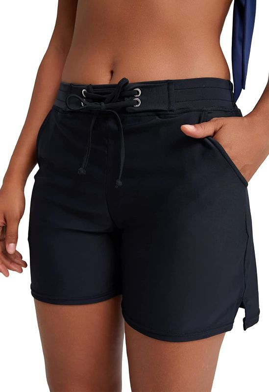 Photo 1 of [Size M] Yilisha Women Swim Shorts with Pocket High Waisted [Black]