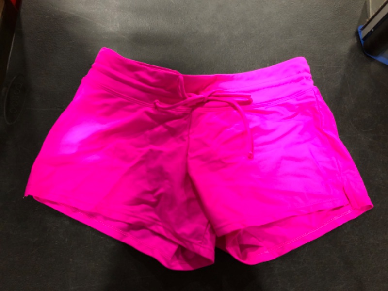 Photo 2 of [Size S] FIYOTE Women Sports Summer Bottom Slit Swim Beach Board Shorts [Hot Pink]