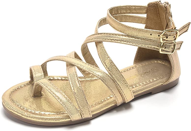 Photo 1 of [Szie 11] FUNKYMONKEY Girls' Gladiator Strap Flat Sandals [Gold]
