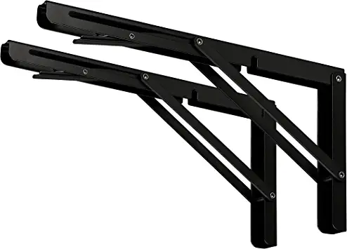 Photo 1 of CUZURLUV 16" Black Folding Shelf Brackets Max. Load 440 lb, Heavy Duty DIY Wall Mounted Shelf Bracket Space Saving for Table Work Bench, Pack of 2
