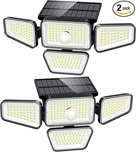 Photo 2 of 4 head motion sensor light Solar Lights Outdoor, 270 LED 3000LM Motion Sensor Light, IP65 Waterproof 4 Heads 3 Modes 330°Wide Angle 6500K Solar Powered Security LED Wireless Flood Lights Luces Solares para Exteriores (2 Pack)
