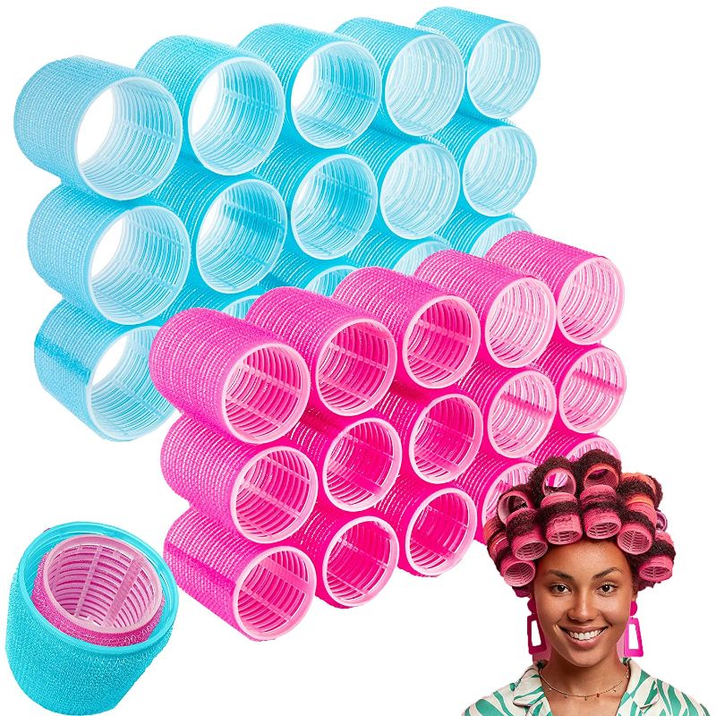 Photo 1 of (30 Pack) Hair Rollers Hair Curlers for Long Hair, Jumbo Size Set  (15 X Jumbo + 15 X Large)