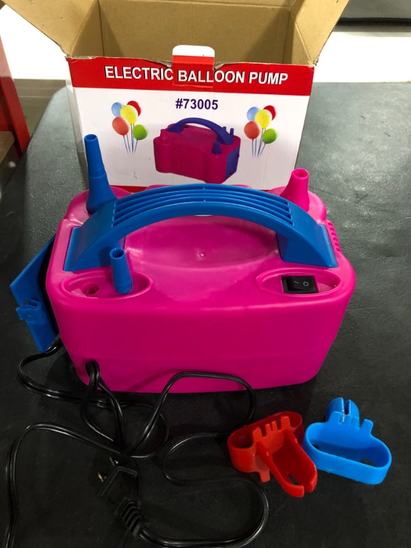 Photo 1 of AGPTEK Electric Air Balloon Pump, 110V 600W Rose Red Portable Dual Nozzle Inflator/Blower for Party Decoration