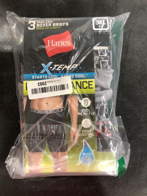 Photo 2 of [Size 3XL] Hanes Men -Temp Lightweight Boxer Briefs 3 Pack