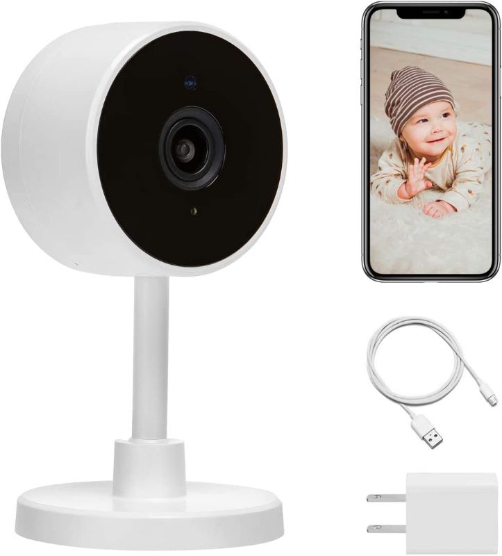 Photo 1 of LARKKEY 1080p WiFi Home Smart Camera, Indoor 2.4G IP Security Surveillance with Night Vision, Monitor with iOS, Android App, Compatible with Alexa (White Plus)