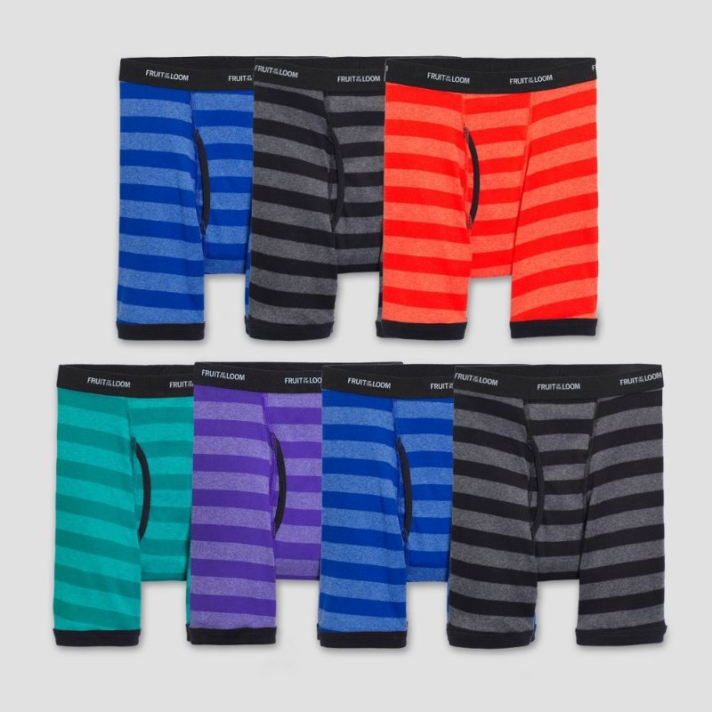Photo 1 of [Size M 10/12] Fruit of the Loom Boys Underwear 7 Pack CoolZone Stripe Boxer Briefs