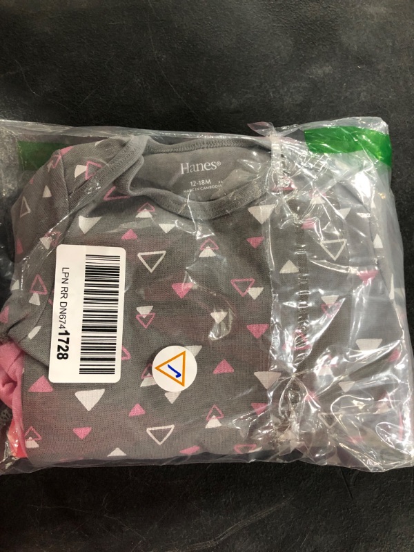 Photo 1 of [Size 12-18mo] 3 Pack Hanes Baby -Pinks and Grey Onsies with Snaps