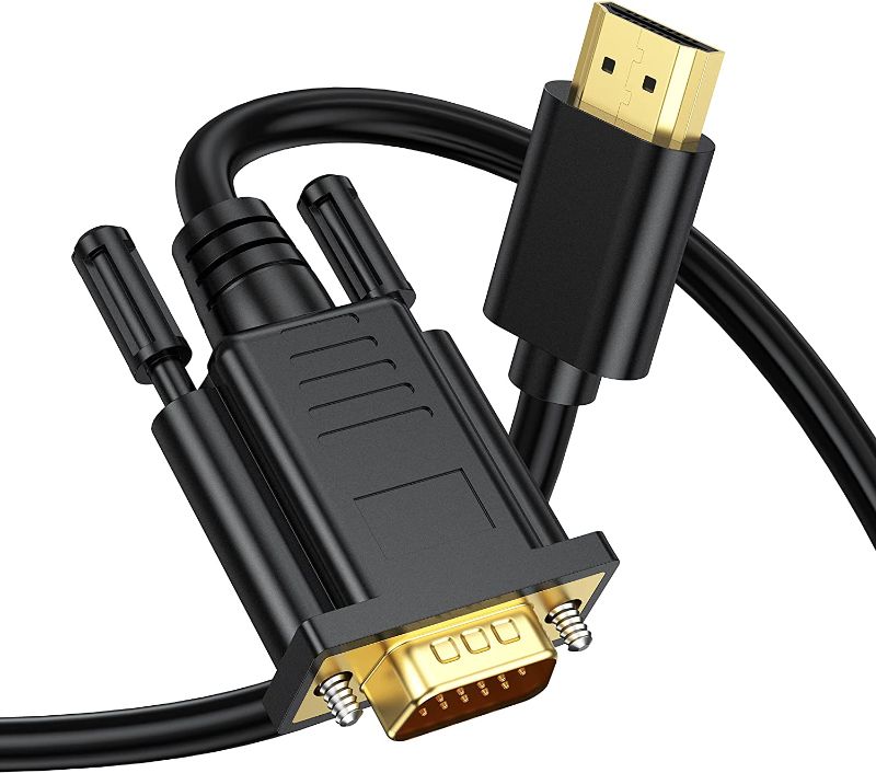 Photo 1 of HDMI to VGA Cable 6ft, Gold-Plated HDMI to VGA Monitor Cable Compatible for Computer, Desktop, Laptop, PC, Monitor, Projector, HDTV,and More (Not bidirection)-Black