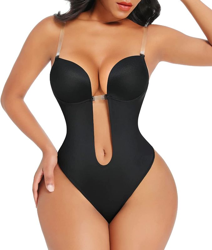 Photo 1 of [Size M] FeelinGirl Shapewear for Women Plus Size Backless Built-in Bra Body Shaper Seamless Faja with Open Crotch [Black]