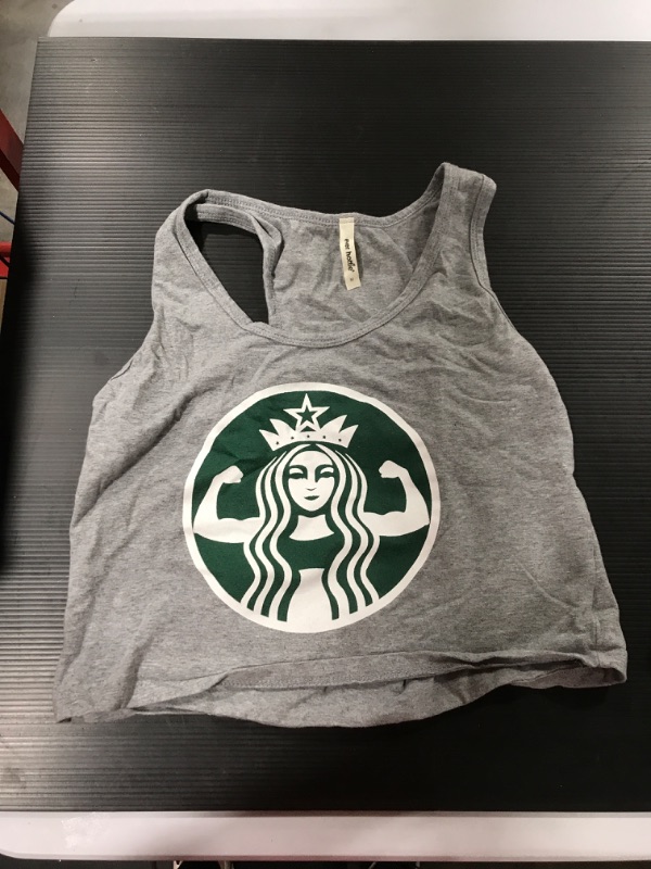 Photo 1 of [Size M] Ever Hottie Muscle Starbucks Crop Top [Grey]