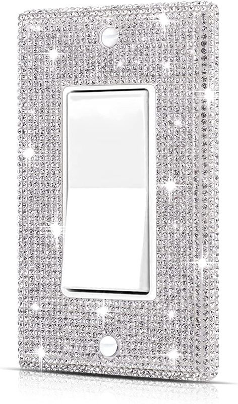 Photo 1 of [3 Pack] Rhinestones Wall Plate Light Switch Cover Outlet Cover, Standard Size 4.50" x 2.76"