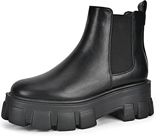 Photo 1 of [Size 8] READYSALTED Women's Black Platform Chunky Cleated Fashion Ankle Boots (ROTA)