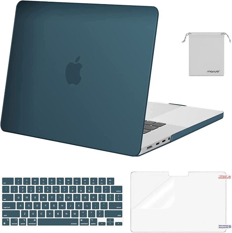 Photo 1 of MOSISO Compatible with MacBook Pro 16 inch Case 2021 2022 Release A2485 M1 Pro/Max with Liquid Retina XDR Display Touch ID, Plastic Hard Shell&Keyboard Skin&Screen Protector&Storage Bag, Deep Teal