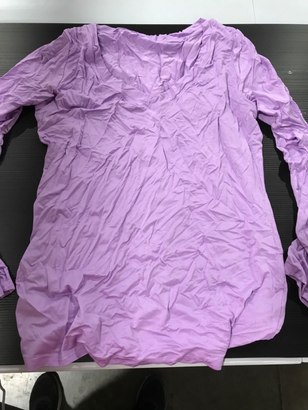 Photo 2 of [Size S] Beluring Womens Shirts V Neck Loose Casual Short/Long Sleeve Tops Tee T-Shirt [Lavender] 