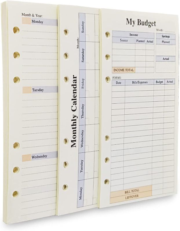 Photo 1 of 2023 Weekly & Monthly Planner & 6-Hole Budget System Refill, 6-3/4" x 3-3/4", Personal/Size 3 for Budget Binder Cover