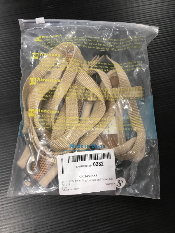 Photo 1 of [Size S] PUPTECK Soft Mesh Dog Harness and Leash for Puppy Cats Small Dogs Reflective No Pull Vest Harness for Outdoor Walking [Beige]