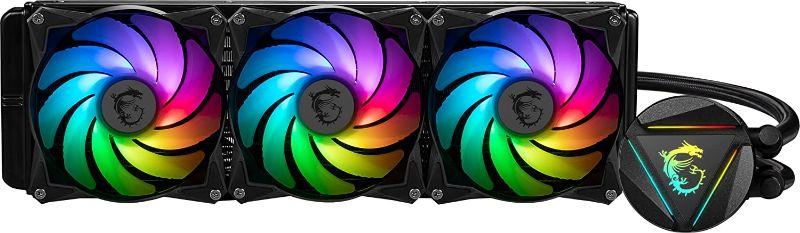 Photo 1 of MSI MAG CoreLiquid 360R V2 - AIO ARGB CPU Liquid Cooler - Rotating Cap Design - LGA 1700 Ready - 360mm Radiator - Triple 120mm RGB PWM Fans